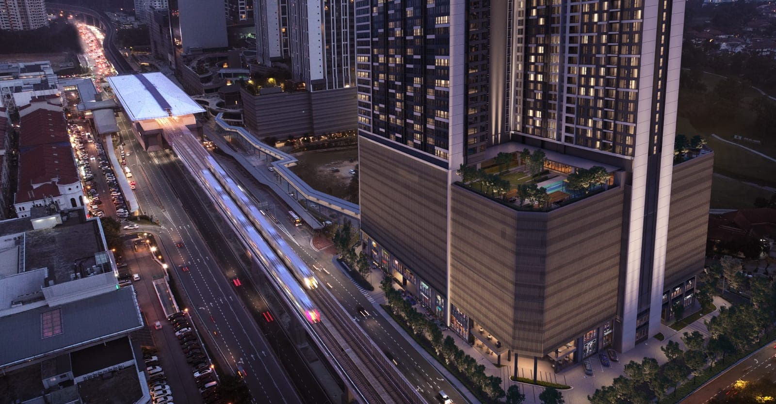 Edelweiss Tropicana Gardens: artist's impression of the tower and the station